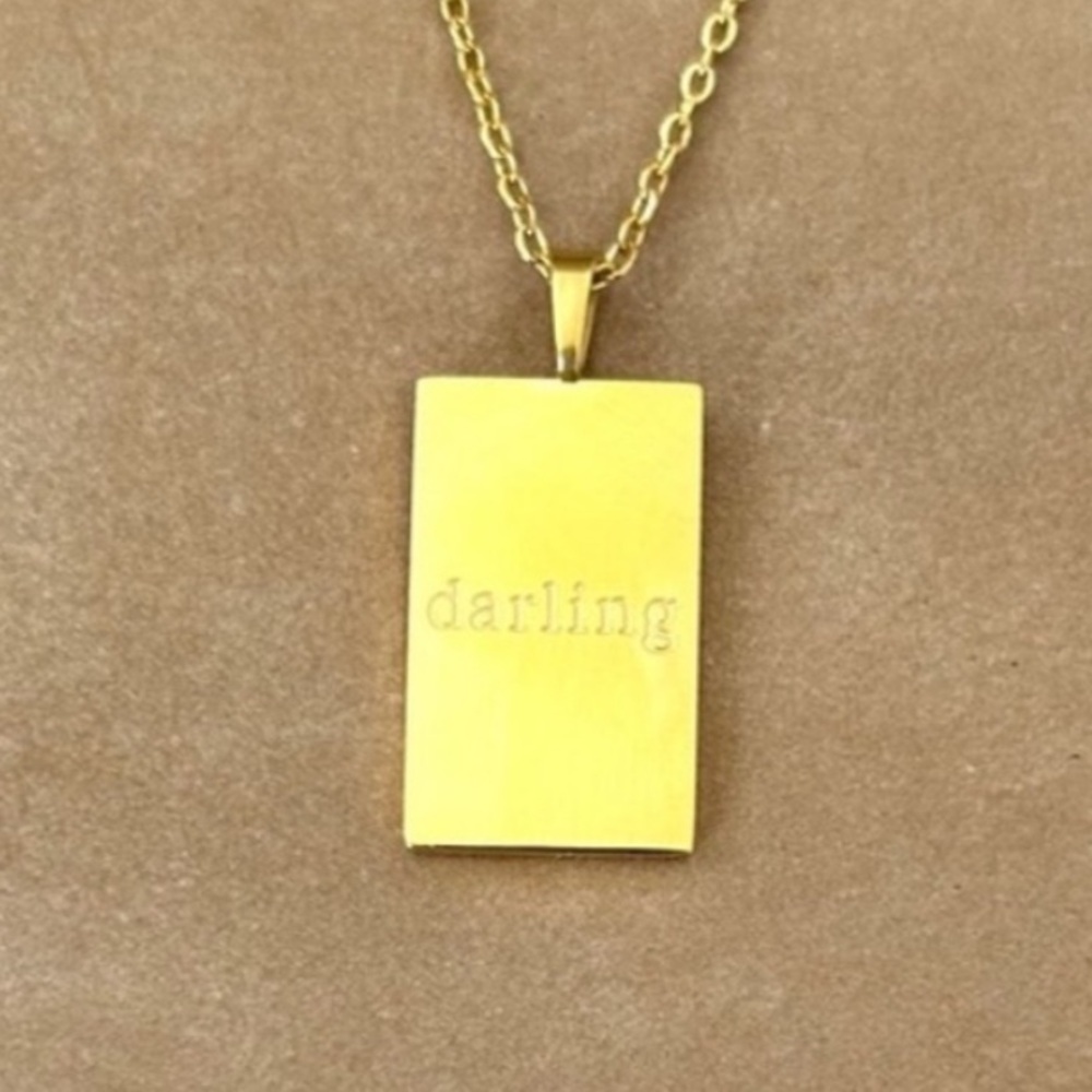 ‘DARLING’ stamped 18K gold plated Necklace Adjustable-New!
